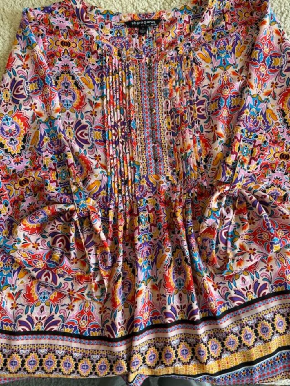 Sharagano Woman multicolored paisley floral print blouse - Size 2X